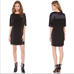 Vince Texture Block Black Leather Mini Dress XS